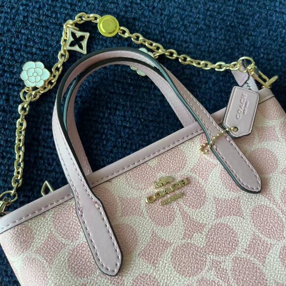 Women's Cowhide Shoulder Bag coach bag pink 16*16 - Picture 6 of 8